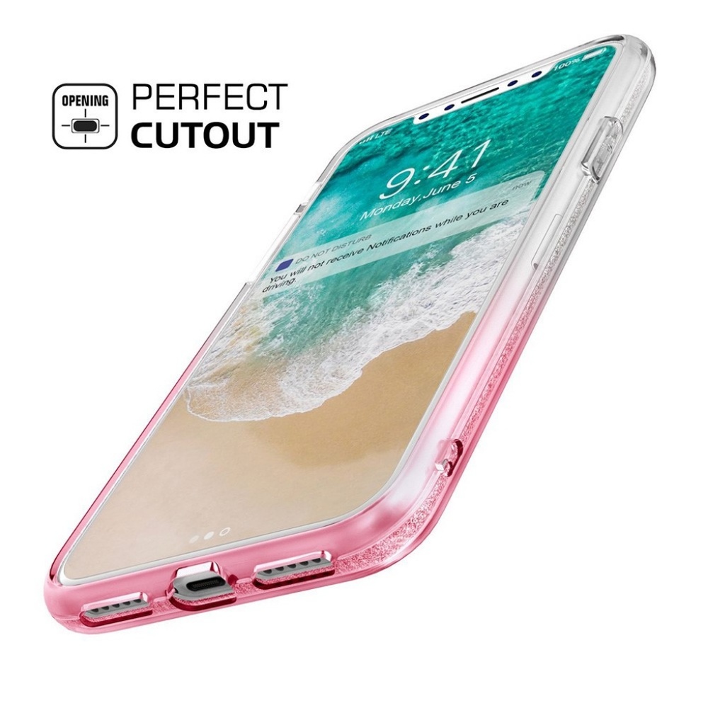 iPhone X Case - 2 Tone Sparkle Pink & Silver - Picture 3 of 6